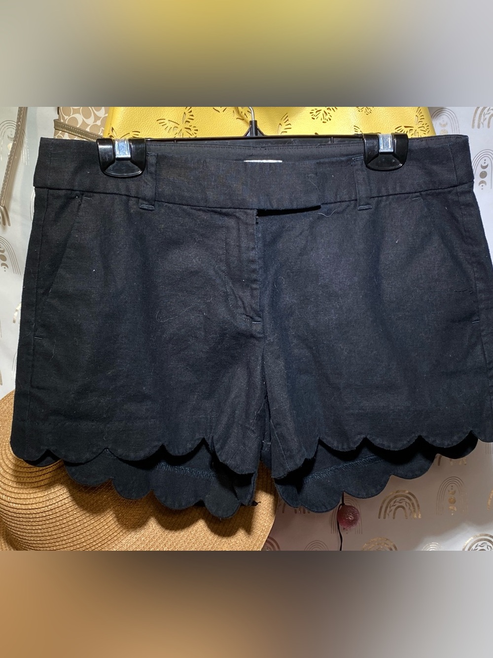 J. Crew Black Scalloped Hem Cotton Shorts
